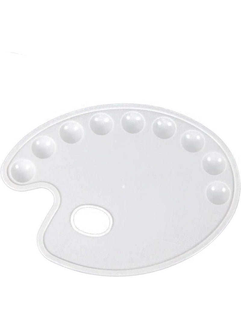 ارك باليت طلاء للاطفال من قطعة واحدة، لوحة بلاستيكية دائرية مع 9 ابار وفتحة ابهام للالوان المائية والاكريليك والزيت، لوحة فنية احترافية للحرف اليدوية - Image 1